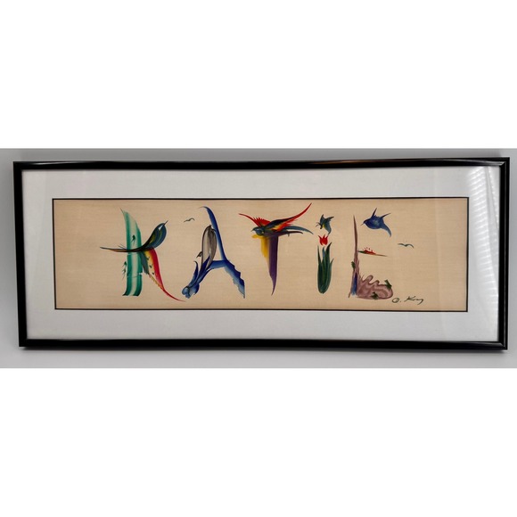 Other - OrigDanny King Watercolor "KATIE" Personalized Name Art Framed Signed Folk Art